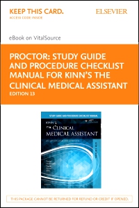 cover image - Study Guide and Procedure Checklist Manual for Kinn's The Clinical Medical Assistant - Elsevier E-Book on VitalSource (Retail Access Card),13th Edition