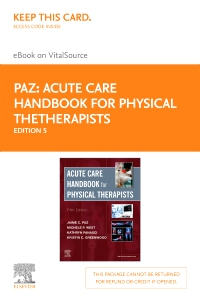 cover image - Acute Care Handbook for Physical TheTherapists Elsevier eBook on VitalSource (Retail Access Card),5th Edition