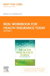 cover image - Workbook for Health Insurance Today Elsevier eBook on VitalSource (Retail Access Card),7th Edition
