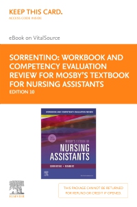 cover image - Workbook and Competency Evaluation Review for Mosby's Textbook for Nursing Assistants - Elsevier eBook on VitalSource (Retail Access Card),10th Edition