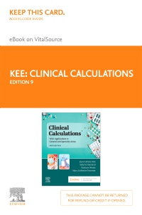 cover image - Clinical Calculations - Elsevier eBook on VitalSource (Retail Access Card),9th Edition