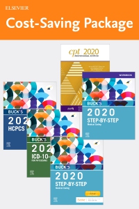 cover image - Step-by-Step Medical Coding 2020 Edition - Text, Workbook, 2020 ICD-10-CM for Physicians Edition, 2020 HCPCS Professional Edition and AMA 2020 CPT Professional Edition Package
