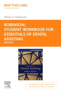 cover image - Student Workbook for Essentials of Dental Assisting - Elsevier eBook on VitalSource (Retail Access Card),7th Edition