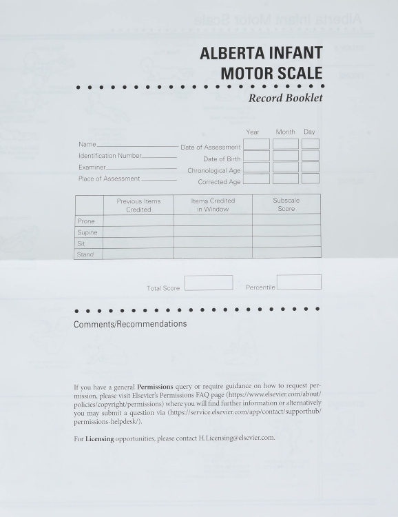 cover image - Alberta Infant Motor Scale Score Sheets (AIMS),2nd Edition