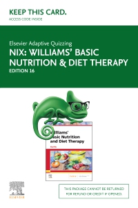 cover image - Elsevier Adaptive Quizzing for Williams' Basic Nutrition & Diet Therapy (Access Card),16th Edition