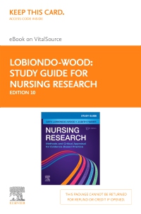 cover image - Study Guide for Nursing Research - Elsevier eBook on VitalSource (Retail Access Card),10th Edition