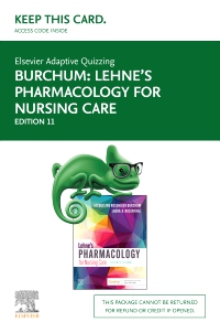 cover image - Elsevier Adaptive Quizzing for Lehne's Pharmacology for Nursing Care (Access Card),11th Edition