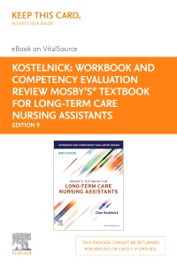 cover image - Workbook and Competency Evaluation Review for Mosby's Textbook for Long-Term Care Nursing Assistants - Elsevier eBook on VitalSource (Retail Access Card),9th Edition