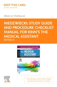 cover image - Study Guide and Procedure Checklist Manual for Kinn's The Medical Assistant - Elsevier E-Book on VitalSource (Retail Access Card),15th Edition