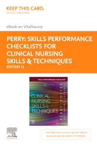 cover image - Skills Performance Checklists for Clinical Nursing Skills & Techniques - Elsevier E-book on VitalSource (Retail Access Card),11th Edition