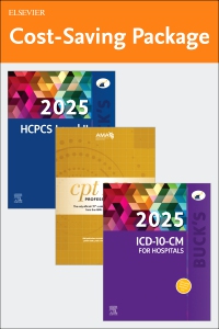 cover image - Buck's 2025 ICD-10-CM For Hospitals, AMA 2025 CPT® Professional, and Buck's 2025 HCPCS Level II, 1st Edition